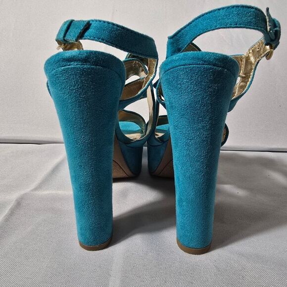 Mossimo Petene Turquoise Platform Chunky Heel Sandals Size 6.5 - Picture 4 of 8